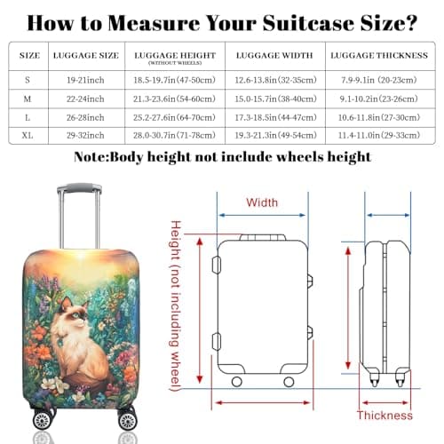 SICANAUO Luggage Covers, Personalised Suitcase Cover, Elastic Travel Suitcase Protector, Travel Trolley Case Protector, Anti-Scratch Luggage Storage Covers (Style 7, M (22-24 inch suitcase)) — view 2