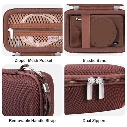 BOVKE Hard Case + Silicone Cover for Canon Powershot G7 X Mark III, Brown — view 5