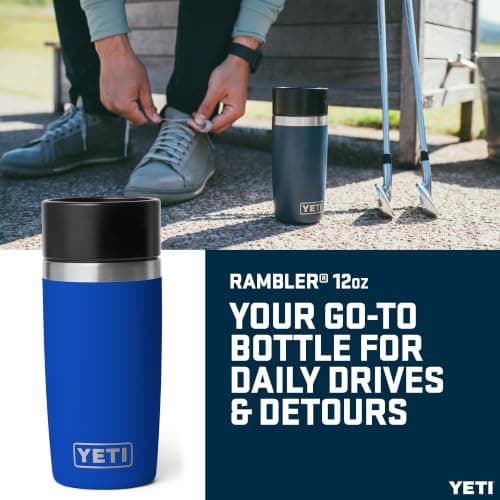 YETI Rambler 12 oz (355 ml) Coffee Travel Bottle with 100% Leakproof Hotshot Commuter Cap, Vacuum Insulated Stainless Steel Tea & Coffee Cup Travel Mug, Royal Blue — view 2