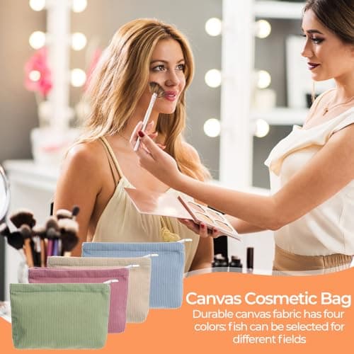 4 Pcs Corduroy Travel Cosmetic Bags, Zipper Makeup Pouches for Women — view 6