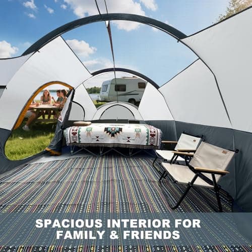 CAMPROS CP 6-8 Person Camping Tent, Large Family Tent, 427 x 274 x 183 cm, 2 Rooms with Divider, Comfortable Height, Quick Assembly in 5 Minutes, Ventilated, Outdoor Family — view 3