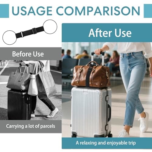 1PCS Luggage Straps for Suitcases, Adjustable Suitcase Straps Bag Bungee, Elastic Luggage Connector Straps for Attaching Extra Bags Handbag Backpack to Suitcase Handle, Airport Travel Essentials — view 5