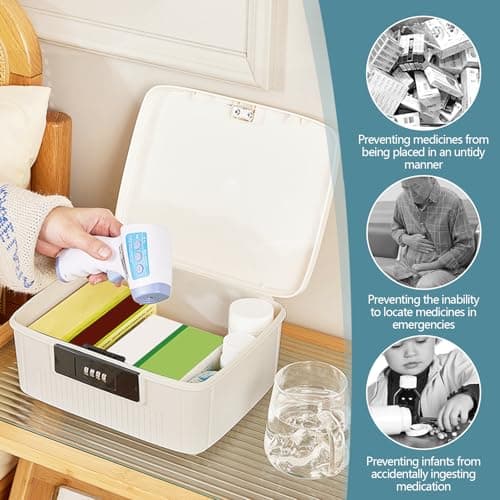 2 Layer Lockable Medicine Storage Box, 9LMedicine Box with Combination Lock — view 3