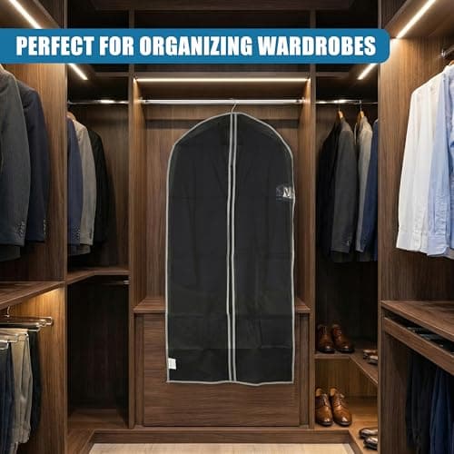 GEEZY Set of 2 Hanging Garment Bags with Zip, 60 x 150 cm - Long Breathable Suit Covers with Zip & Viewing Window - Travel Friendly & Dust Proof Clothes Protector for Dresses, Coats & Shirts — view 5