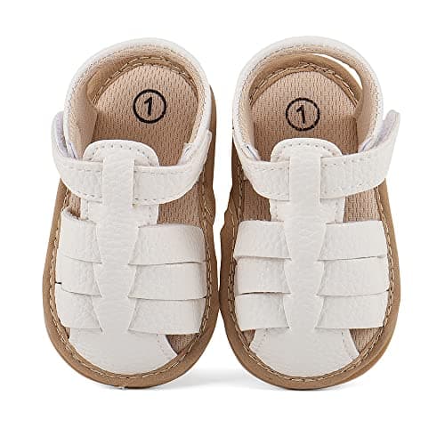 MASOCIO Baby Girl Boy Sandals Closed Toe Infant Toddler Girls Boys Summer First Walking Shoes Size 4 UK Child 12-18 Months White — view 4