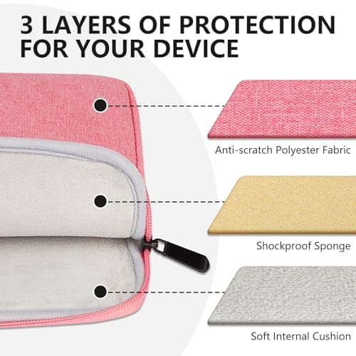 HEDUGO Laptop Sleeve Case with Accessory Pocket Padded Computer Carrying Pouch 15 to 16 inches Compatible with MacBook Air/Pro Protective Laptop Cover for 15”-16” Chromebook/Notebook/Tablet, Pink — view 4