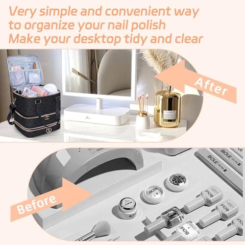 Nail Polish Organizer Case,3 Layer Nail Lamp Storage Bag Holds 84 Bottles (15ml/0.5 fl.oz) Nail Bag &Nail Lamp,Nail Polish Carrying Case Nail Kit Supplies Organizer Bag - Black — view 6