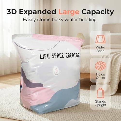 2026 New Vacuum Storage Bags No Pump Needed, Extra Large Space Saver Compression Bags for Clothes, Duvet, Comforters, Blankets & Bedding, for Home, Travel & Wardrobe (3, 70x50x30cm) — view 2