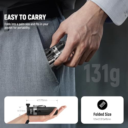 NEEWER Selfie Stick Tripod for iPhone, Lightweight Foldable Mini Travel 360° Desk Stand with Cell Phone Holder Cold Shoe for Video Recording Vlog Streaming, Remote Shutter & Cleaning Cloth, P15 Black — view 6