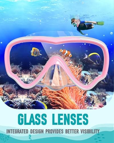 RIOROO Children's Snorkel Set - Anti Fog & Leak Proof Floating Goggles, Dry Snorkeling Goggles for Boys, Girls & Teenagers Aged 4-14 — view 2