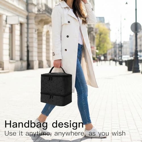 Dexpally Nail Polish Storage Nail Case Double Layer Portable Nail Polish Organiser Nail Polish Bag for 30 Bottles (Black 2) — view 4