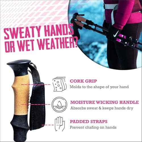 Hiking Trekking Poles, 2 Pack Lightweight, Collapsible Walking Poles for Snowshoe & Backpacking Gear, Walking Sticks for Hiking, 7075 Aluminum with Cork Grip — view 3