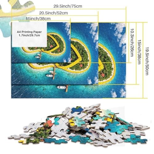 Flip-flop Shaped Island Resort Jigsaw Puzzle 1000 Pieces, Romantic City Break Scene, Matte Printed Jigsaw for Travel Lovers, Screen-Free Fun, 52x38cm/1000pcs — view 6