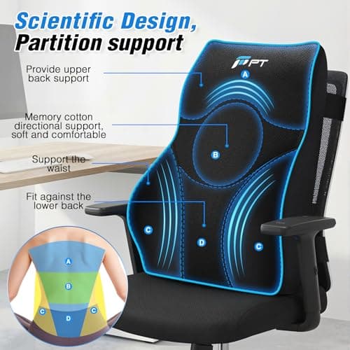 POOTACK Lumbar Support Cushion, Memory Foam Back Support Cushion — view 3