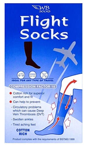 WB SOCKS Cotton Anti-Dvt Flight Socks Navy Blue Uk Shoe Size 3-6 — view 2