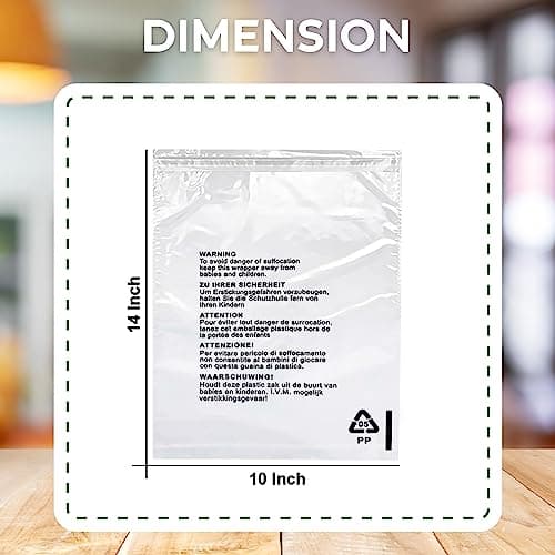 JeeJaan® 100 Pcs of Shirt Packaging Bags 10 x 14 in Clear Garment Bag 254 x 355 mm Polypropylene Bags — view 2