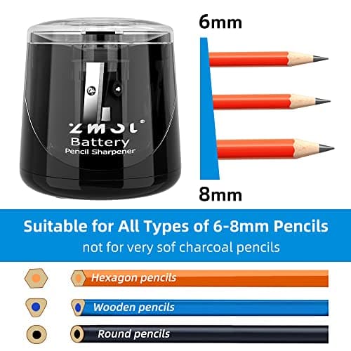 ZMOL Electric Pencil Sharpener, 2 Spare Blades & Brush, Black — view 2