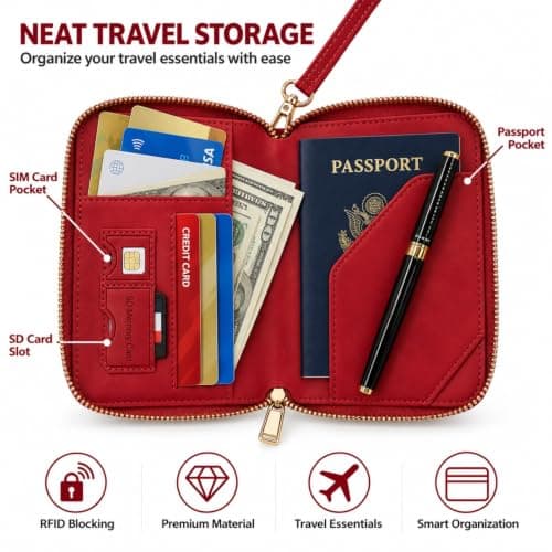 Passport Holder RFID Travel Wallet with Luggage Tag Set for Women & Men — view 3