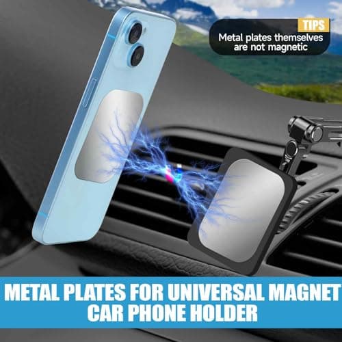 Bewudy Pack of 10 Metal Self-Adhesive Plates, 40 mm Plate, Thin Stainless Steel, Black and Silver Compatible with Magnet Car Mobile Phone Holder — view 4