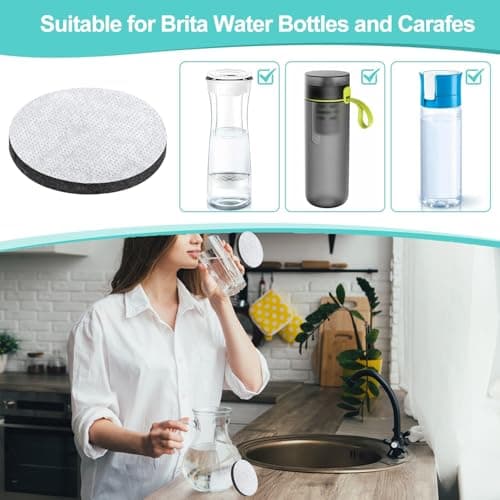 KIMHOME 4 Pack Water Filter – Compatible with Brita Fill & Go Water Filter Bottles, Sport Bottles and Carafes, 5.5CM Activated Carbon Filter Reduces Chlorine, Microparticles & Imp — view 2