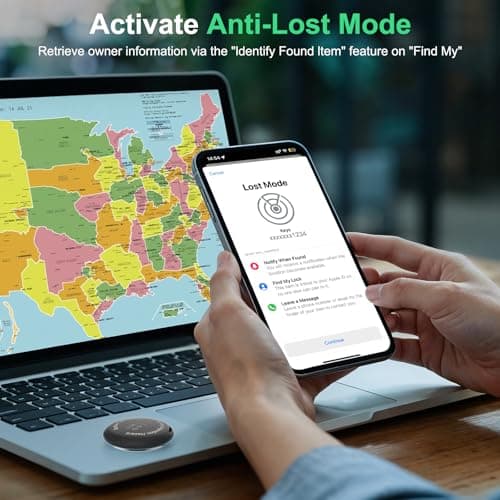 Bnlei Air Tracker Tag Works with Apple Find My (iOS Only) Includes Replaceable Battery, Bluetooth Smart Item Locator Key Finder for Keys, Luggage, Wallet, Car, Bicycle (4-Pack-Black) — view 5