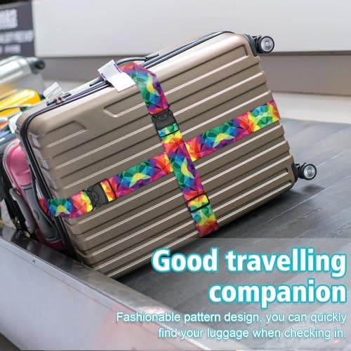 MOTONG 2 PCS Luggage Straps,200 CM Adjustable Suitcase Straps Personalised Luggage Straps Suitcases Heavy Duty Suitcase Belts Thickened Luggage Belt with Quick Release Buckle Camouflage — view 3