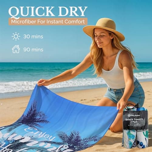 Casa Platino 2-Pack Oversized Microfiber Beach Towels – Extra Large 71"x32" Lightweight, Sand-Free, Quick-Dry – Travel, Swim, Pool, Yoga, Camping Towels for Adults & Kids – Beach Essentials - Lucifer — view 5