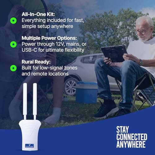 Falcon Mobile WiFi Router 4G Combo Deluxe LTE Antenna with 150Mbps and Accessory Package for Mobile Internet in Caravans, Motorhomes, Vans, Cars, Internet Hotspot WiFi Router without SIM Card — view 5