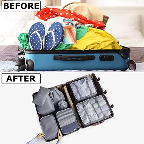 LANSKLBD 6/8 Set Packing Cubes for Suitcases Travel Luggage Packing Organizers,Travel Accessories Essentials Luggage Organizer with Shoe/Tioletry/Laundry Bag (Grey, 8 set) — view 3