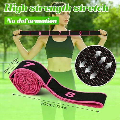 Resistance Bands Set, 3 Pack Yoga Stretch Straps with 8 Numbered Loops & Handles, Non-Slip Elastic Bands for Pilates, Yoga, Fitness, Home Gym, Women & Men(Red+Black+Blue) — view 3