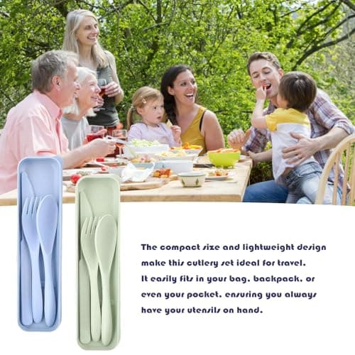 5 Sets Travel Cutlery - Portable Picnic & Camping Lunch Cutlery Set with Case - Reusable Spoon Fork Sets — view 4