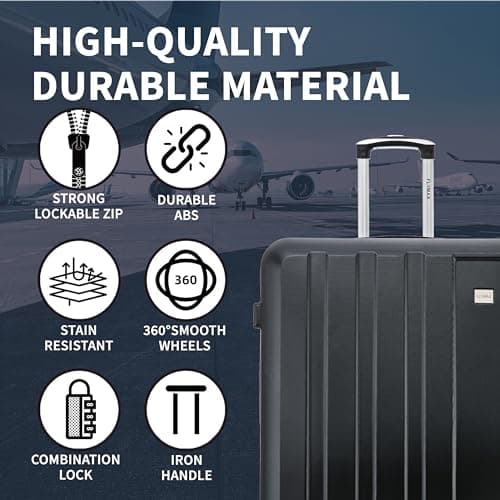 FLYMAX 29" Large Suitcase 4 Wheel Lightweight Luggage Hard Shell Travel Case Hold Check in Fits 23kg - 27kg + 3 Digit Lock Suitcase Large + Telescopic Handle 103 Litre Capacity — view 6