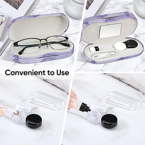 FINTIE 2 in 1 Glasses and Contact Lens Case, Lilac Marble — view 4