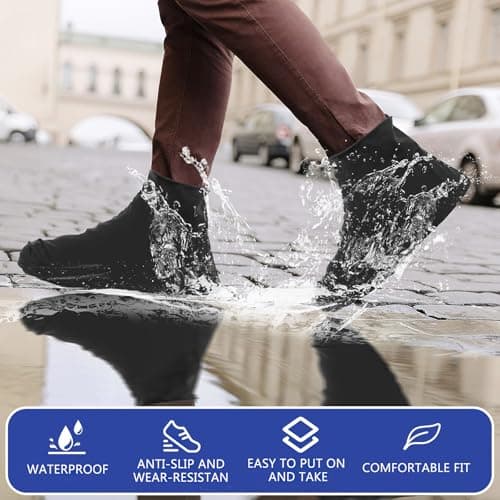 4 Pairs Non Slip Reusable Shoe Covers, Waterproof Silicone Rain Overshoes — view 5