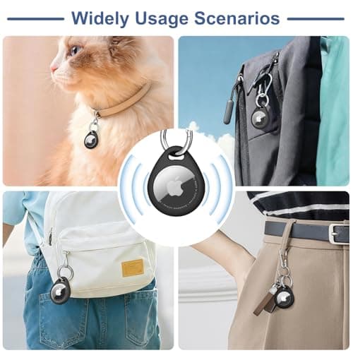Case for AirTag Holder, Air Tag Case with Keychain, [Fit Tightly Design] [Easy to Install] [Hold Air Tag Securely] Waterproof TPU Shell Protective Cover with 304 Stainless Steel Keychain Key Ring — view 6