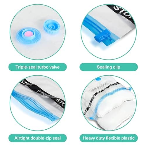 10 Pack Heavy Duty Vacuum Storage Bags Set with Pump, Compression Bags for Duvets, Clothes, Blankets — view 4
