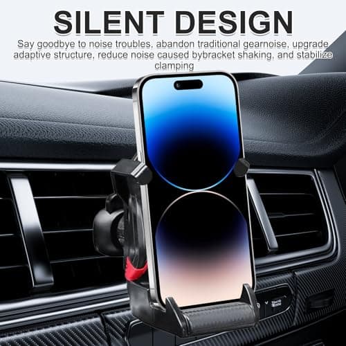 Racing Seat Phone Holder with Safety Belt, 360° Rotation & Auto-adjustable Design - ABS Air Vent Car Phone Mount for Most Phones (Red) — view 5