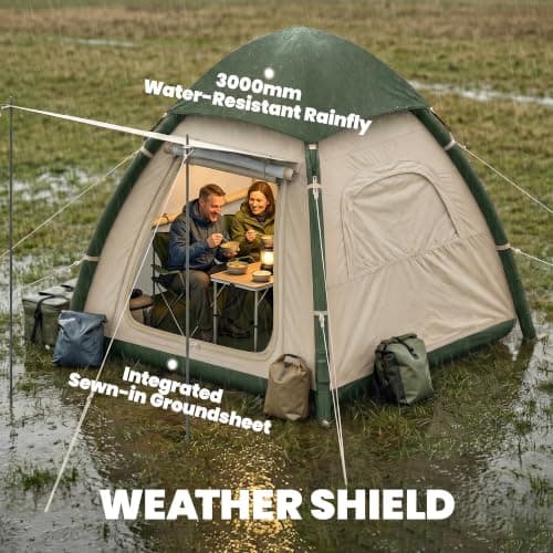 Outsunny Inflatable Camping Tent Rainfly 2-3 Man 3000mm Waterproof Beige — view 5