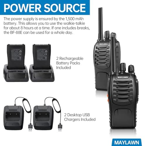 Maylawn Walkie Talkies Long Range Pack of 2, Two Way Radios for Adults — view 4