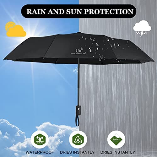Vicloon Travel Umbrella, Automatic Windproof Umbrellas, UV Protection Travel Umbrella Compact for Rain and Sun, Folding Lightweight, Portable Umbrellas for Women and Men — view 5