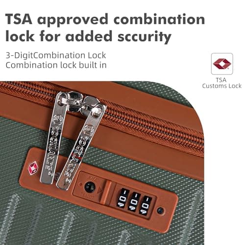 Rocklands Large Suitcase Hard Shell Lightweight 4 Dual Spinner Wheels Trolley Luggage Suitcase Hold Check in Luggage TSA Combination Lock (Olive Green, Large 28") — view 5