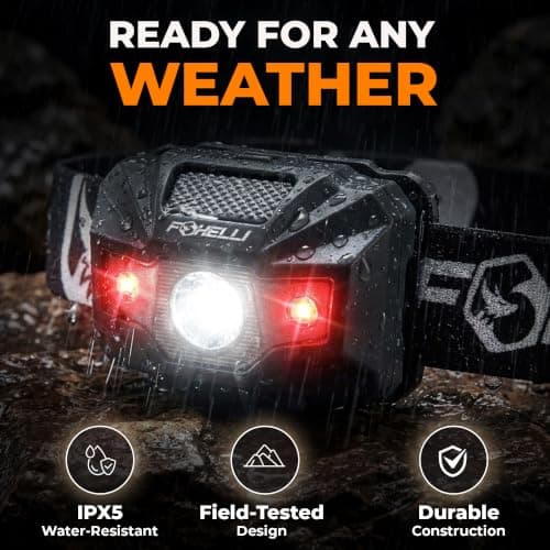 Foxelli LED Head Torch Rechargeable [2-Pack] – Ultralight USB Rechargeable Headtorch for Adults & Kids, Waterproof Headlamp with Red Light for Running, Camping, Fishing & Outdoors — view 2