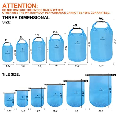 ioutdoor Boat Dry Bags 2L/5L/10L/20L/40L/70L Waterproof Dry Sack (Blue 20L) — view 3