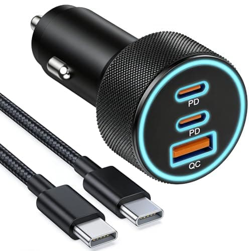67W Type C Car Charger with 60W Cable, Cigarette Lighter Fast Charging