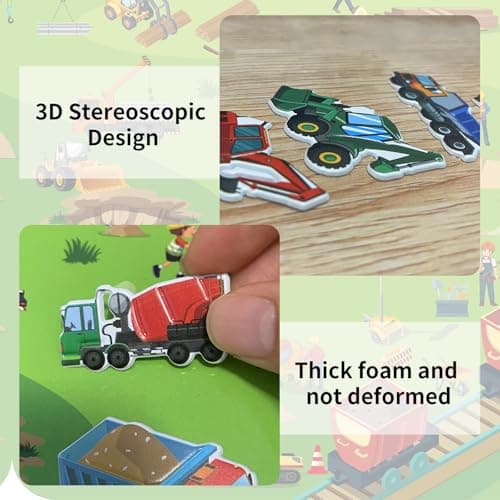 Elfew 2 Pack Puffy Sticker Books for Kids 2-4, Construction and Vehicle — view 5