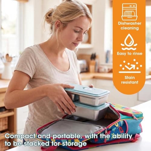 4Pcs Reusable Snack Containers, Stainless Steel Bento Box with Lids — view 5
