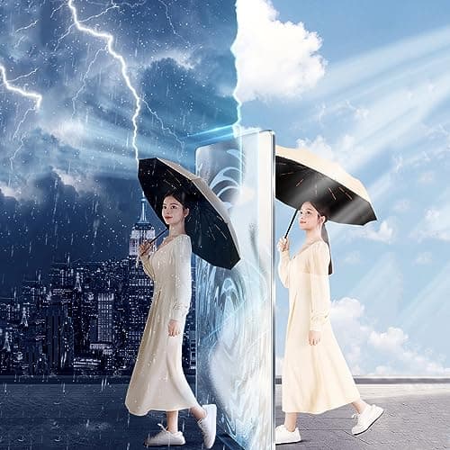 Maibar Umbrella Windproof Strong 24 Ribs Compact Umbrellas Sun UV Protection spf 50 Folding Travel Large Auto Open Close Umbrellas Umbrella (Pink) — view 3