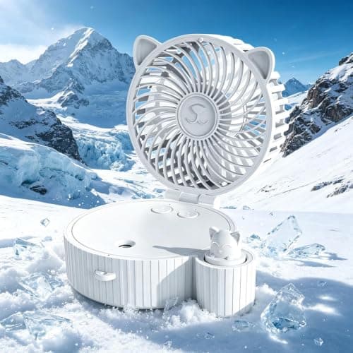 Water Misting Fan with Light Foldable Rechargeable 2400mAh Battery — view 3