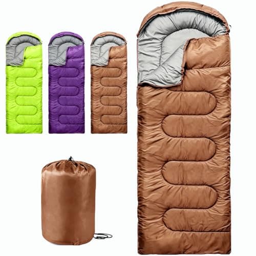 Sleeping Bag for Adults, Comfortable Waterproof 3 Season Warm & Cold Weather, Lightweight & Compact, Soft, Ideal for Camping, Hiking & Backpacking (Brown)