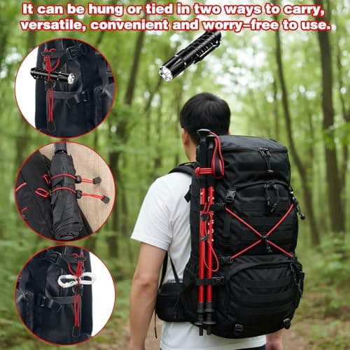 8 Pack Backpack Hiking Stick Holders, Backpack Accessories Gear Bungee Cord, Stick Holder Elastic Rope Fasteners Lanyard Fixing Buckle for Trekking Pole Walking Camping Equipment (4 Colors) — view 4